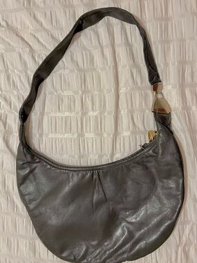 Dark Gray Leather Morris Moskowitz Hobo Shoulder Bag